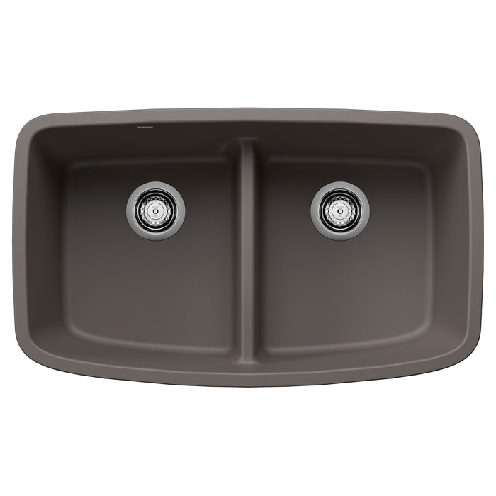 Blanco 443126 Valea SILGRANIT 32" 50/50 Double Bowl Undermount Kitchen Sink with Low Divide - Volcano Gray