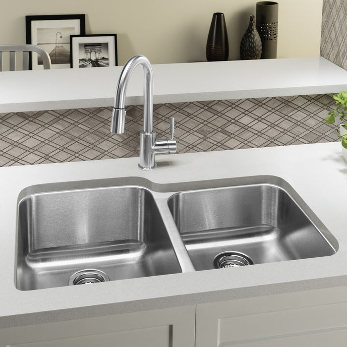 Blanco 441023 Stellar 32" 60/40 Double Bowl Undermount Stainless Steel Kitchen Sink
