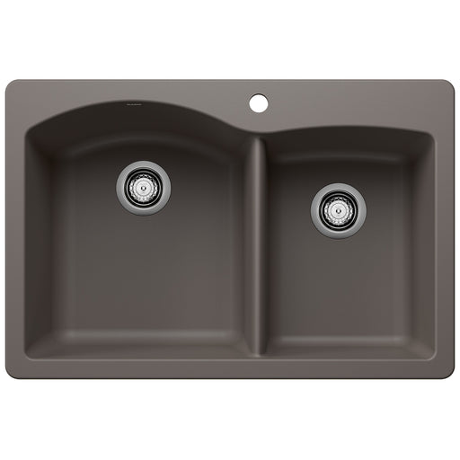 Blanco 443100 Diamond SILGRANIT 33" 60/40 Double Bowl Dual Mount Kitchen Sink - Volcano Gray