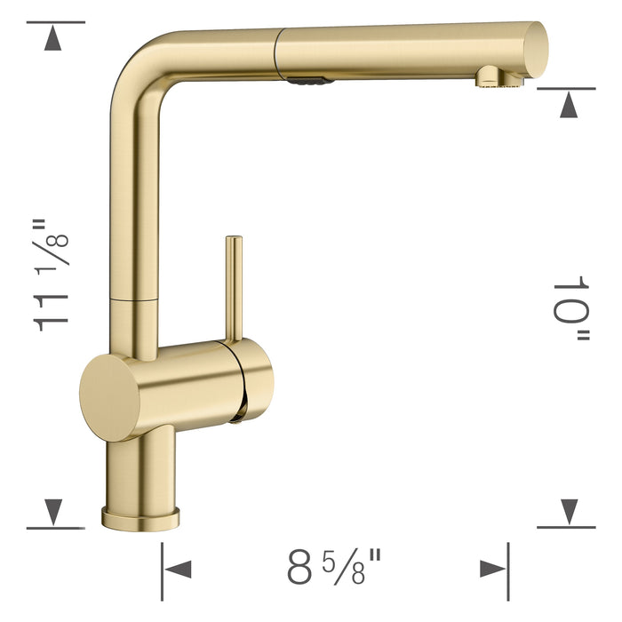 Blanco 526686 Linus Low Arc Pull-Out Dual-Spray Kitchen Faucet - Satin Gold