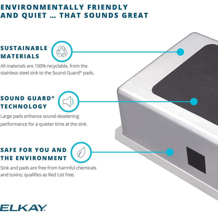 Elkay ELUH241610PD Lustertone Stainless Steel 26-1/2 x 18-1/2 x 10" Undermount Kitchen Sink, Perfect Drain