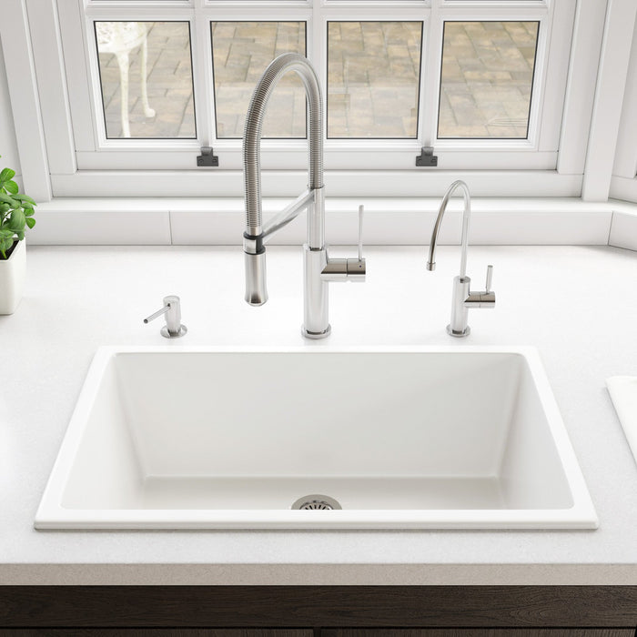ALFI Brand AB3018UD-W 30" White Undermount / Drop-in Fireclay Kitchen Sink
