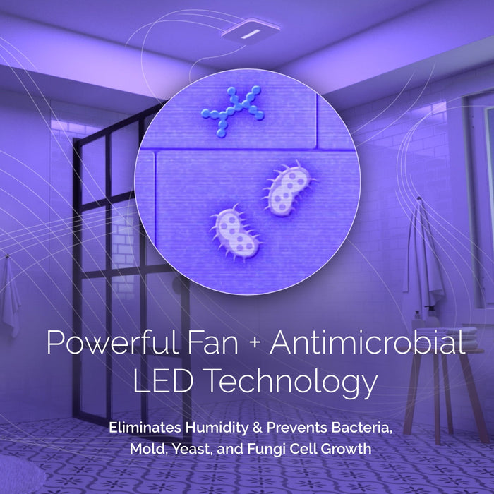 Broan NuTone AR110LKVV SurfaceShield Exhaust Fan with LED and Vyv Antimicrobial Antiviral Violet Light, 110 CFM