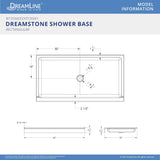 DreamLine B1DS6032XTC0001 DreamStone 32"D x 60"W x 5 1/2"H Center Drain Single Threshold Shower Base in White