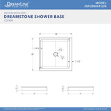 DreamLine B2DS3636XXC0001 DreamStone 36"D x 36"W x 5 1/2"H Center Drain Double Threshold Shower Base in White