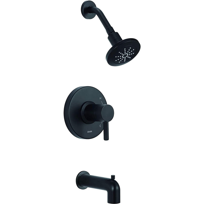 Gerber Danze D512030BSTC Amalfi 1H Tub & Shower Trim Kit & Treysta Cartridge with Diverter on Spout, Satin Black
