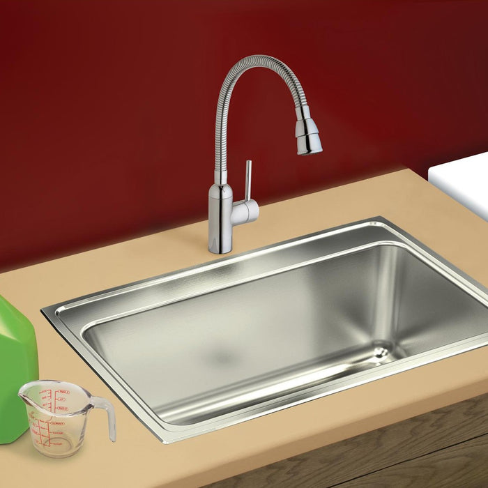 Elkay DLR2522101 Lustertone Stainless Steel 25" x 22" x 10-3/8", Single Bowl Top Mount Kitchen Sink