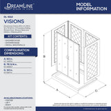 DreamLine DL-6112L-04CL Visions 30"D x 60"W x 76 3/4"H Sliding Shower Door in Brushed Nickel with Left Drain White Base, Backwalls