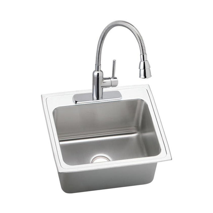 Elkay DLR2522101 Lustertone Stainless Steel 25" x 22" x 10-3/8", Single Bowl Top Mount Kitchen Sink
