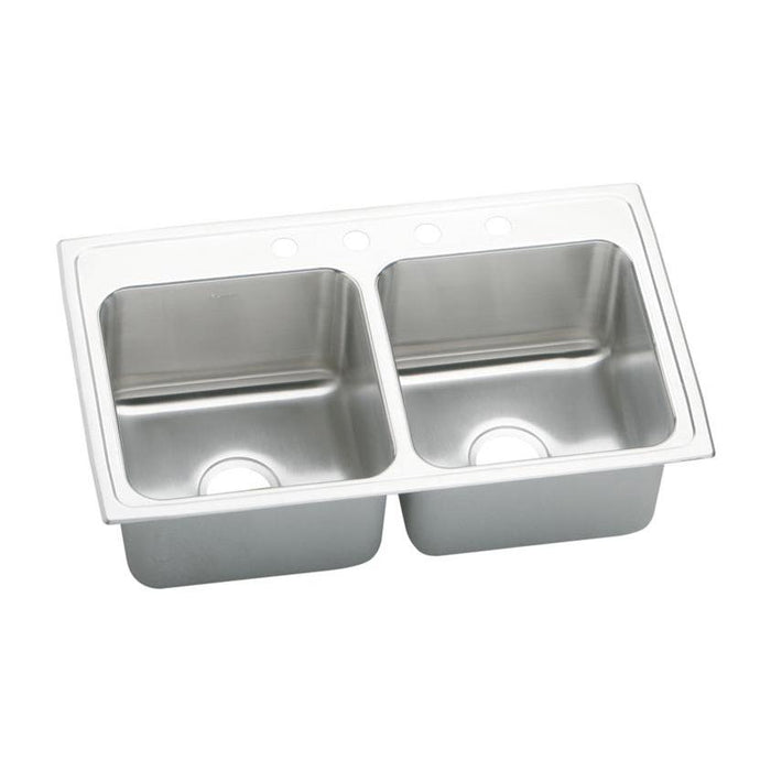 Elkay DLR3322104 Lustertone Stainless Steel 33" x 22" x 10-1/8", Double Bowl Top Mount Kitchen Sink