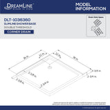 DreamLine DLT-1036360-22 SlimLine 36"D x 36"W x 2 3/4"H Corner Drain Double Threshold Shower Base in Biscuit