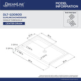 DreamLine DLT-1130600-22 SlimLine 30"D x 60"W x 2 3/4"H Center Drain Single Threshold Shower Base in Biscuit