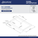 DreamLine DLT-1134480-88 SlimLine 34"D x 48"W x 2 3/4"H Center Drain Single Threshold Shower Base in Black
