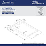 DreamLine DLT-1136601-88 SlimLine 36"D x 60"W x 2 3/4"H Left Drain Single Threshold Shower Base in Black