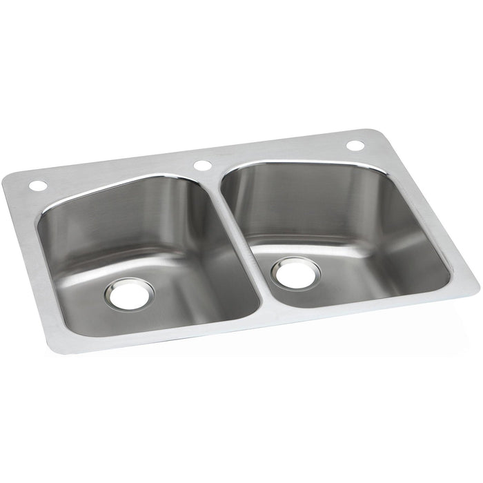 Elkay DPXSR233222R Dayton Stainless Steel 33" x 22" x 8", Equal Double Bowl Dual Mount Kitchen Sink