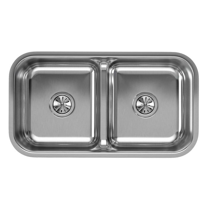 Elkay EAQDUH3118 Lustertone 32-1/2 x 18-1/8 x 8" 2-Bowl Undermount Kitchen Sink, Aqua Divide