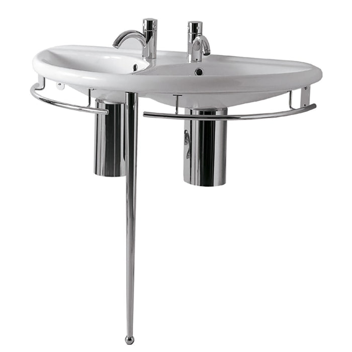 Whitehaus ECO64-ESU04 Isabella Collection Semi-Circular Double Sink China Console
