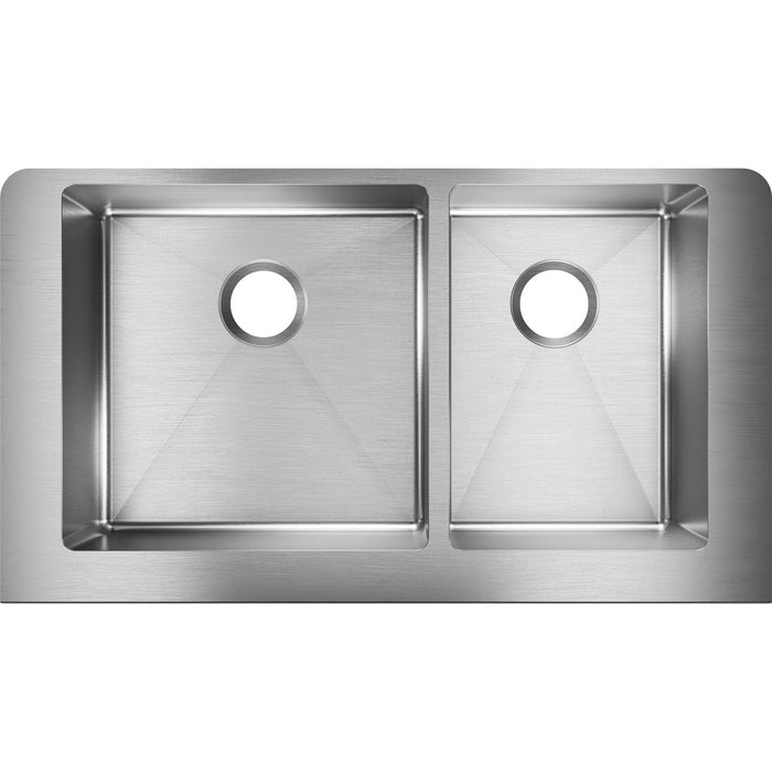 Elkay ECTRUF32179R Crosstown Stainless Steel 35-7/8" x 20-1/4" x 9", 60/40 2-Bowl Farmhouse Kitchen Sink