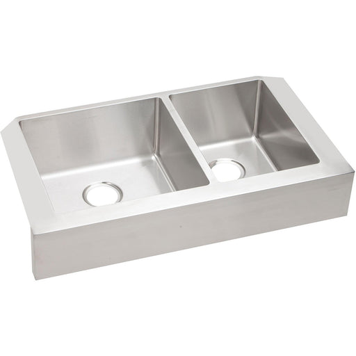 Elkay ECTRUF32179R Crosstown Stainless Steel 35-7/8" x 20-1/4" x 9", 60/40 2-Bowl Farmhouse Kitchen Sink