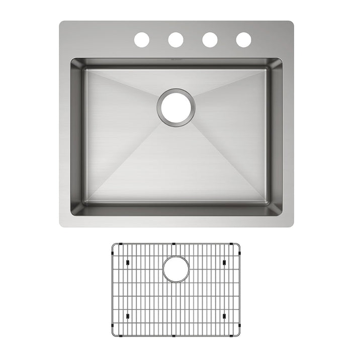 Elkay ECTSRAD25226TBG4 Crosstown 18 Gauge Stainless Steel 25" x 22" x 6", 4-Hole Single Bowl Dual Mount ADA Sink Kit