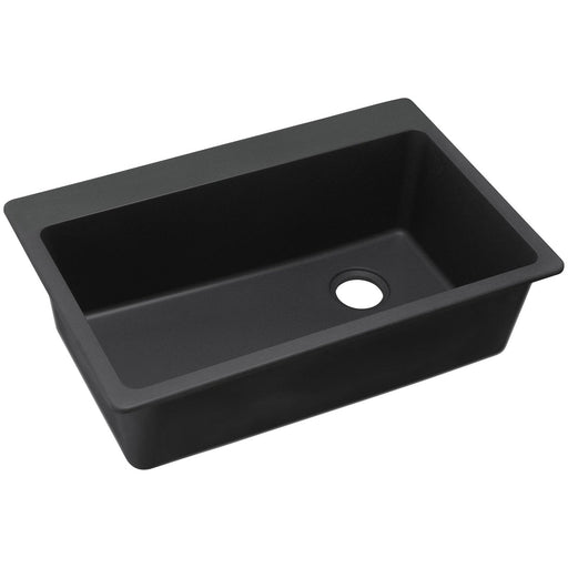 Elkay ELG13322BK0 Quartz Classic 33" x 22" x 9-1/2", Single Bowl Top Mount Kitchen Sink, Black