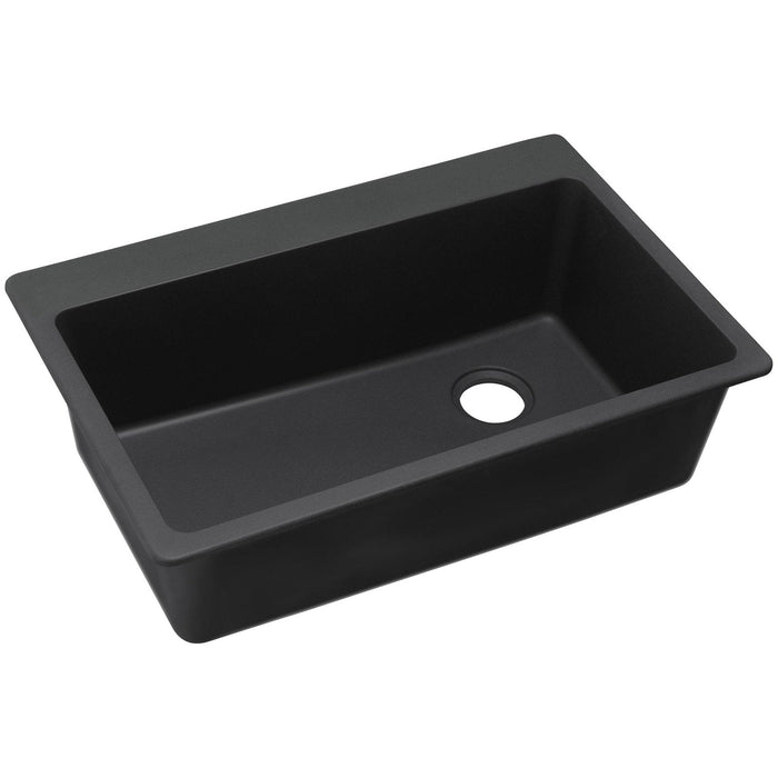 Elkay ELG13322BK0 Quartz Classic 33" x 22" x 9-1/2", Single Bowl Top Mount Kitchen Sink, Black