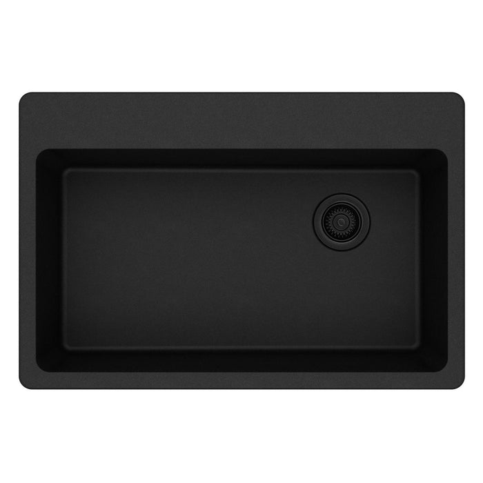 Elkay ELG13322BK0 Quartz Classic 33" x 22" x 9-1/2", Single Bowl Top Mount Kitchen Sink, Black