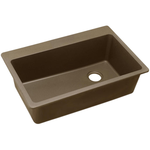 Elkay ELG13322MC0 Quartz Classic 33" x 22" x 9-1/2", Single Bowl Top Mount Kitchen Sink, Mocha