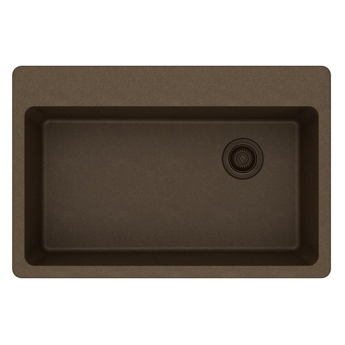Elkay ELG13322MC0 Quartz Classic 33" x 22" x 9-1/2", Single Bowl Top Mount Kitchen Sink, Mocha
