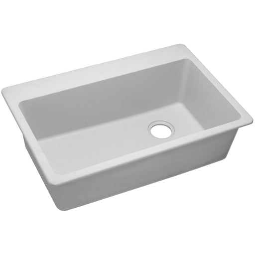 Elkay ELG13322WH0 Quartz Classic 33" x 22" x 9-1/2", Single Bowl Top Mount Kitchen Sink, White
