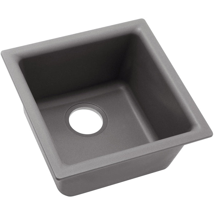 Elkay ELG1616GS0 Quartz Classic 15-3/4" x 15-3/4" x 7-11/16" Dual Mount Bar Sink, Greystone