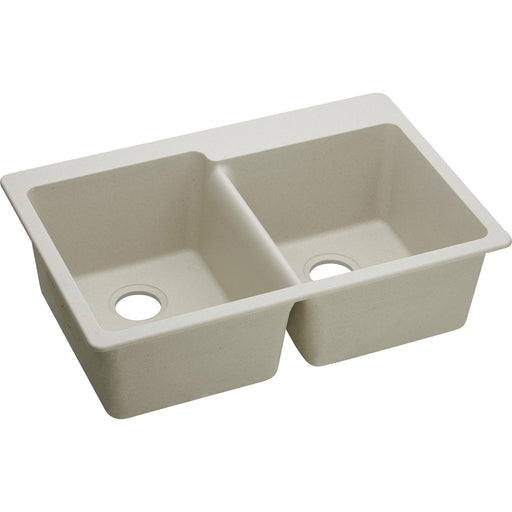 Elkay ELG250RBQ0 Quartz Classic 33" x 22" x 9-1/2", Offset 2-Bowl Top Mount Kitchen Sink, Bisque