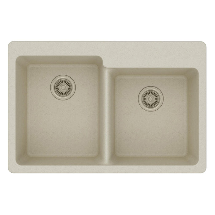 Elkay ELG250RBQ0 Quartz Classic 33" x 22" x 9-1/2", Offset 2-Bowl Top Mount Kitchen Sink, Bisque
