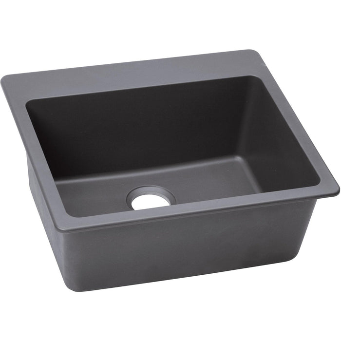 Elkay ELG2522GS0 Quartz Classic 25" x 22" x 9-1/2", Single Bowl Top Mount Kitchen Sink, Greystone