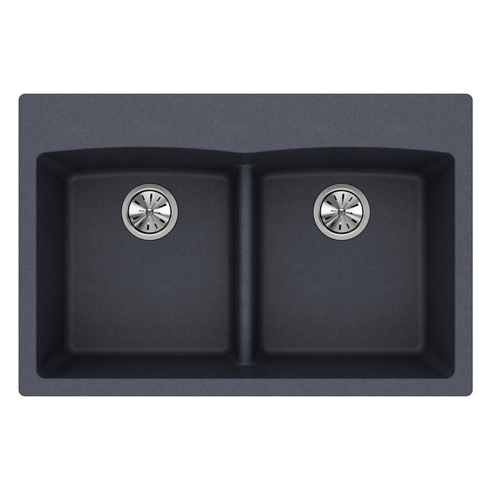 Elkay ELGDLB3322GY0 Quartz Classic 33 x 22 x 10" 2-Bowl Top Mount Kitchen Sink, Aqua Divide, Dusk Gray