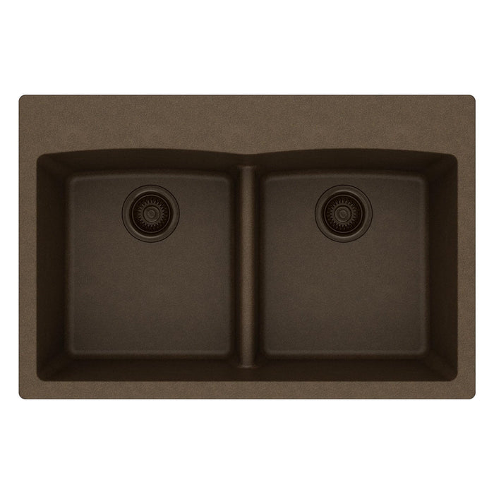 Elkay ELGDLB3322MC0 Quartz Classic 33 x 22 x 10" 2-Bowl Top Mount Kitchen Sink with Aqua Divide, Mocha