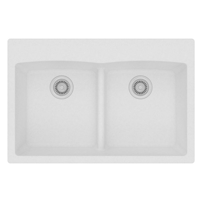 Elkay ELGDLB3322WH0 Quartz Classic 33 x 22 x 10" 2-Bowl Top Mount Kitchen Sink with Aqua Divide, White