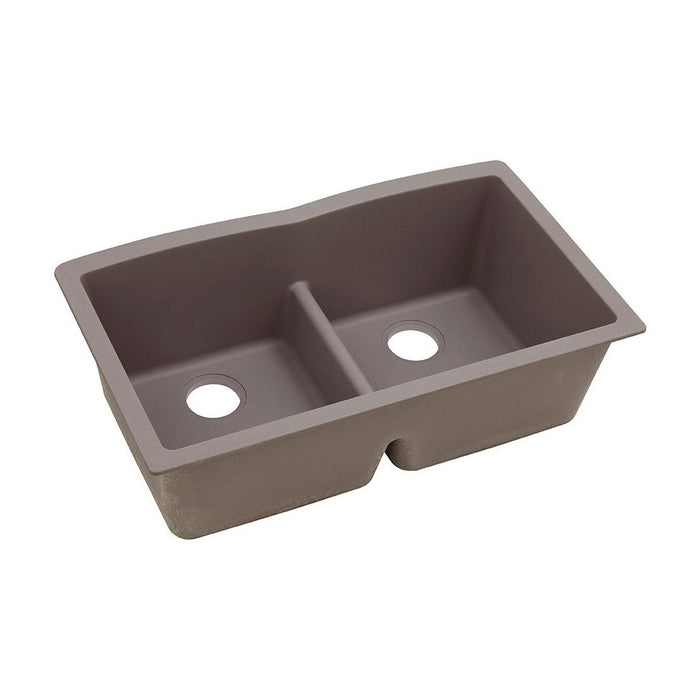 Elkay ELGDULB3322GR0 Quartz Classic 33 x 19 x 10" 2-Bowl Undermount Kitchen Sink, Aqua Divide, Greige