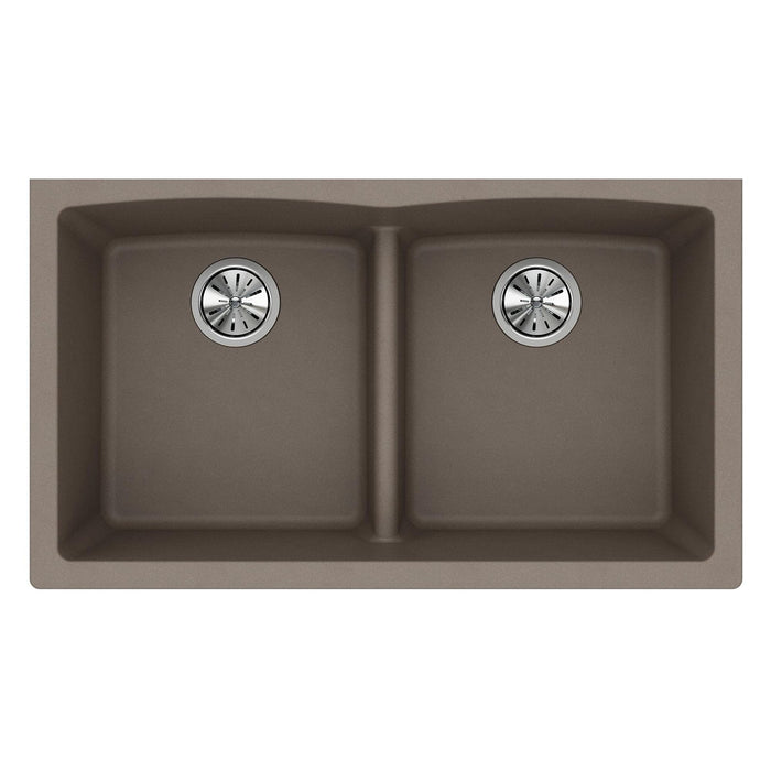 Elkay ELGDULB3322GR0 Quartz Classic 33 x 19 x 10" 2-Bowl Undermount Kitchen Sink, Aqua Divide, Greige