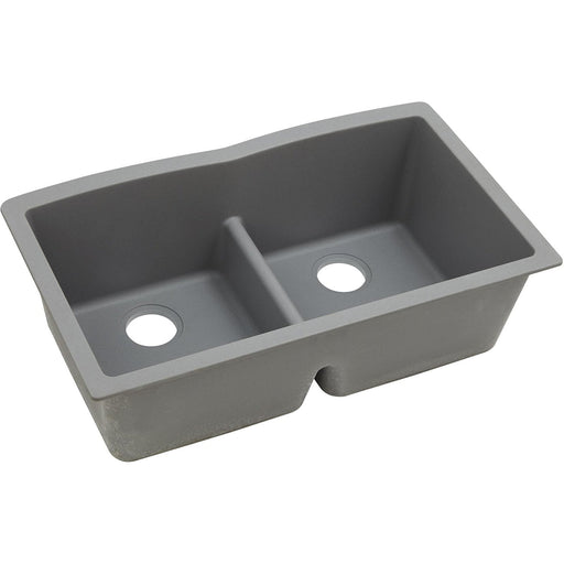 Elkay ELGDULB3322GS0 Quartz Classic 33 x 19 x 10" 2-Bowl Undermount Kitchen Sink, Greystone