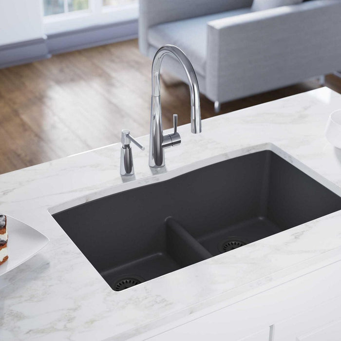 Elkay ELGDULB3322GY0 Quartz Classic 33 x 19 x 10" 2-Bowl Undermount Kitchen Sink, Dusk Gray