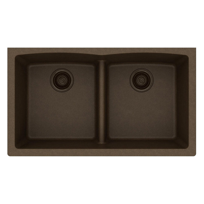 Elkay ELGDULB3322MC0 Quartz Classic 33 x 19 x 10" 2-Bowl Undermount Kitchen Sink, Aqua Divide, Mocha