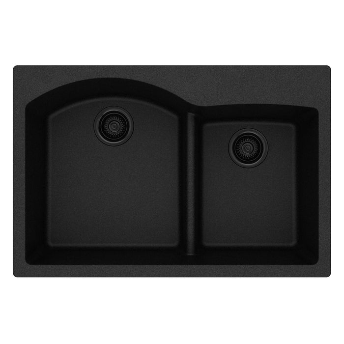 Elkay ELGH3322RBK0 Quartz Classic 33 x 22 x 10" 2-Bowl Top Mount Kitchen Sink, Aqua Divide, Black