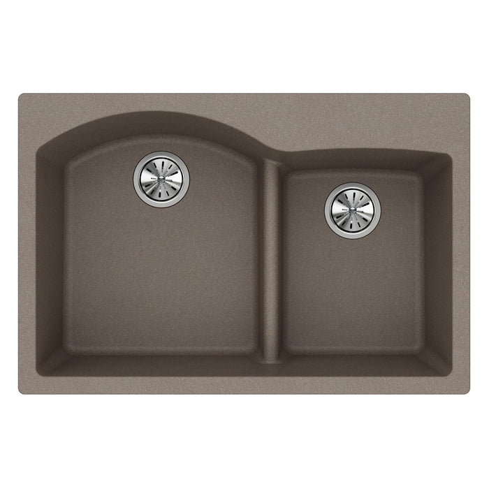 Elkay ELGH3322RGR0 Quartz Classic 33 x 22 x 10" 2-Bowl Top Mount Kitchen Sink, Aqua Divide, Greige