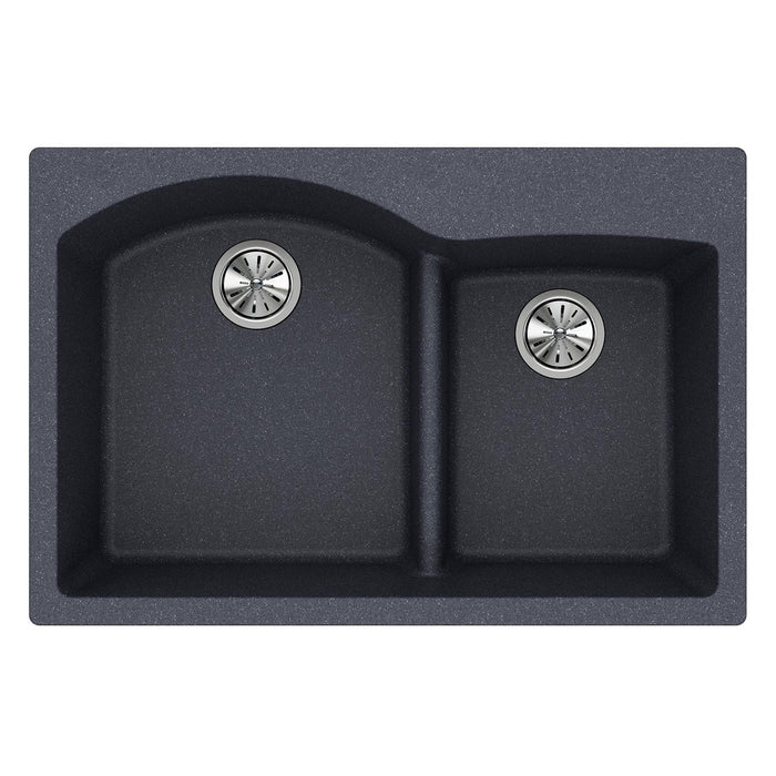 Elkay ELGH3322RGY0 Quartz Classic 33 x 22 x 10" 2-Bowl Top Mount Kitchen Sink, Aqua Divide, Dusk Gray