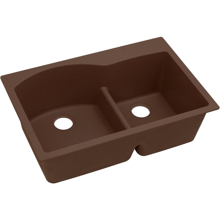 Elkay ELGH3322RMC0 Quartz Classic 33 x 22 x 10" 2-Bowl Top Mount Kitchen Sink, Aqua Divide, Mocha