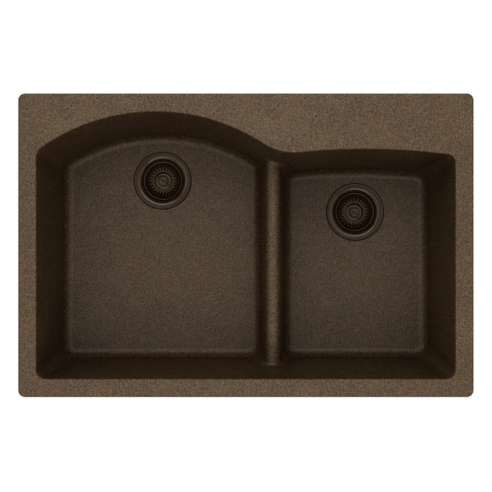 Elkay ELGH3322RMC0 Quartz Classic 33 x 22 x 10" 2-Bowl Top Mount Kitchen Sink, Aqua Divide, Mocha