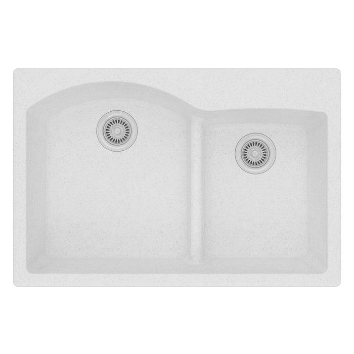 Elkay ELGH3322RWH0 Quartz Classic 33 x 22 x 10" 2-Bowl Top Mount Kitchen Sink, Aqua Divide, White