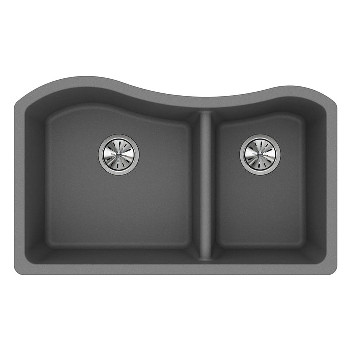 Elkay ELGHU3220RGS0 Quartz Classic 32-1/2" x 20" x 10" 60/40 2-Bowl Undermount Kitchen Sink, Greystone