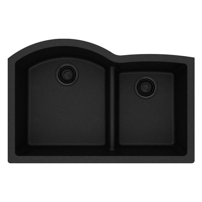 Elkay ELGHU3322RBK0 Quartz Classic 33 x 22 x 10" 2-Bowl Undermount Kitchen Sink, Aqua Divide, Black